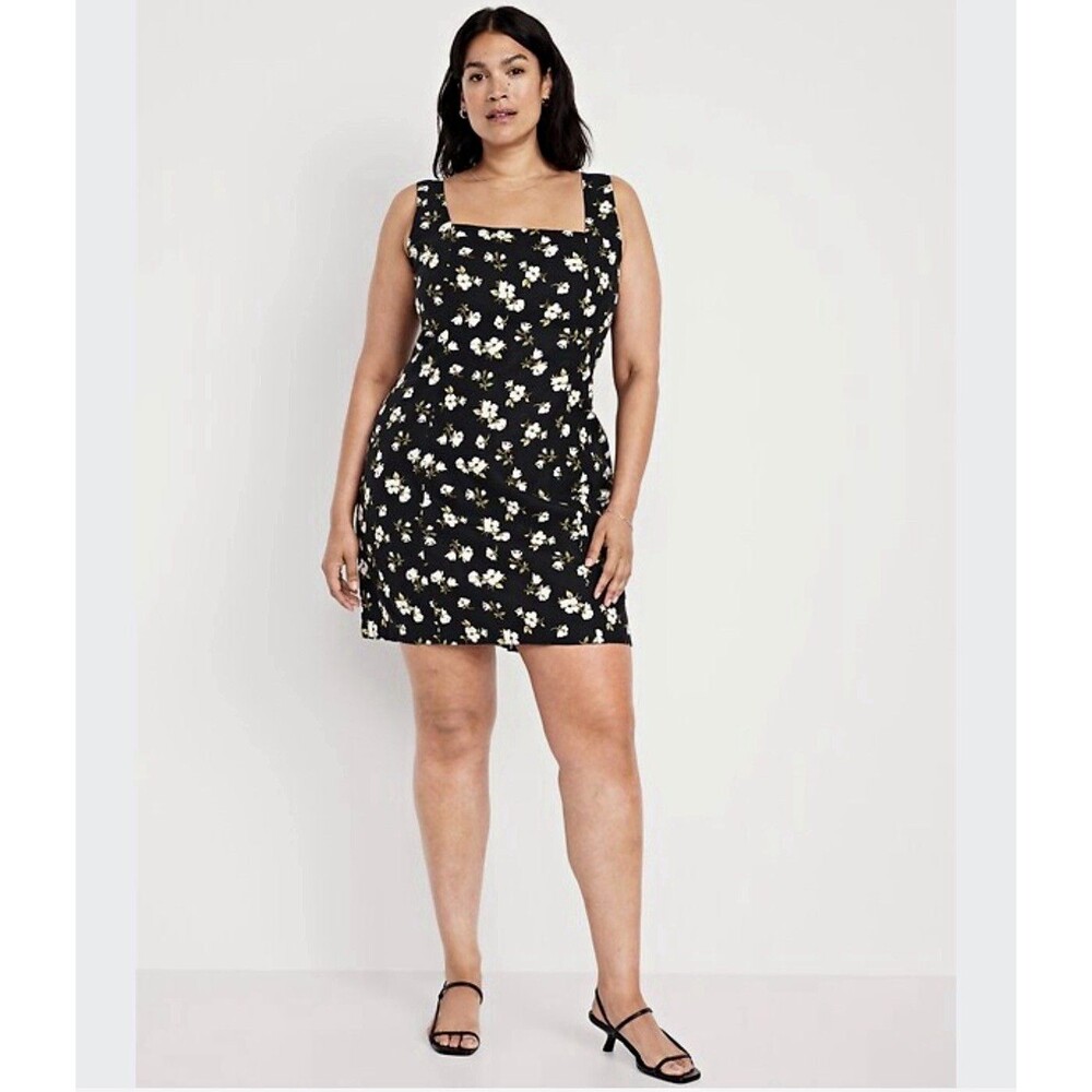 Old Navy Women's M Square-Neck Linen-Blend Floral mini dress
